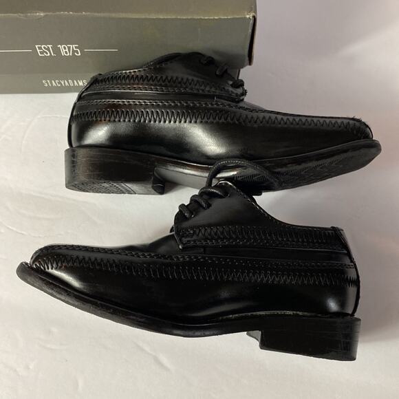 Boys Black Oxford Stacy Adams Shoes Size 7M - Picture 3 of 7